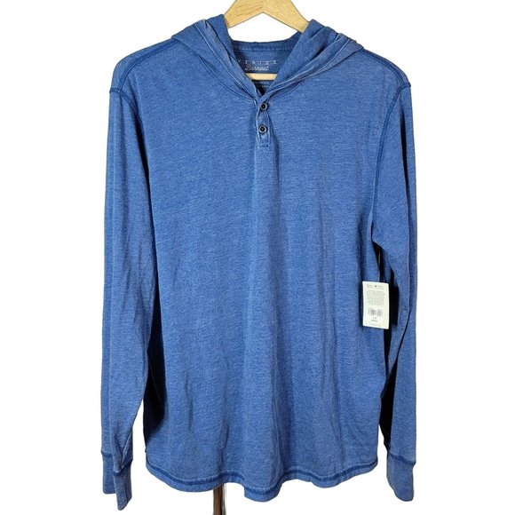 Lucky Brand Other - Lucky Brand Venice Burnout NWT hoodie henley blue Large long sleeve pullover